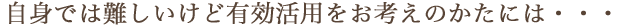 ご自身では難しいけど有効活用をお考えのかたには・・・